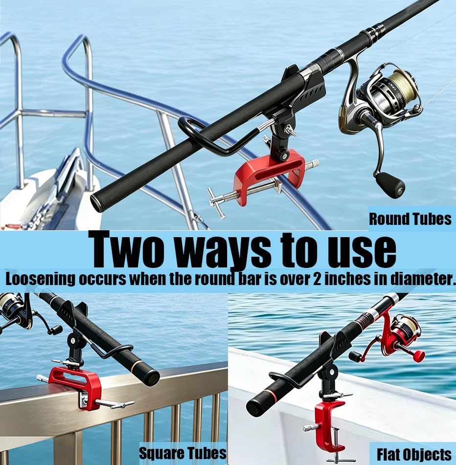 Fishing Rod Holder for Boat (Fishing Rod Holder square-2red)