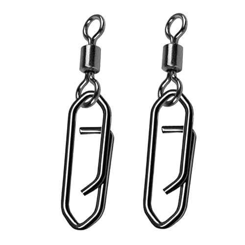 High Strength Fishing Clips Swivel Freshwater Saltwater Fishing Snaps Connector Rolling Barrel Swivels Fishing Clip Speed Change Black Nickel