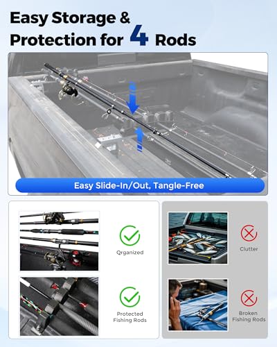 Aluminum Fishing Rod Holder for Truck Bed Holds 4 Fishing Rods
