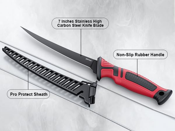 Fillet Knife and Bait Knife Set Performance 5" (Black-Red)