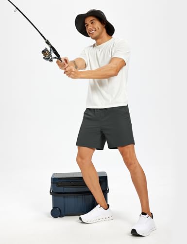 Men's Hiking Fishing Shorts UPF 50+ Quick Dry Lightweight 6" Summer Casual Shorts with Zipper Pockets Darkgrey (XX-Large / Darkgrey)