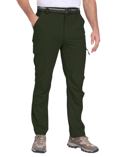 Men's Hiking Cargo Work Pants Lightweight Quick Dry Water Resistant 6 Pockets Fishing Camping Outdoor Stretch Pants DarkGreen (X-Large / Darkgreen)