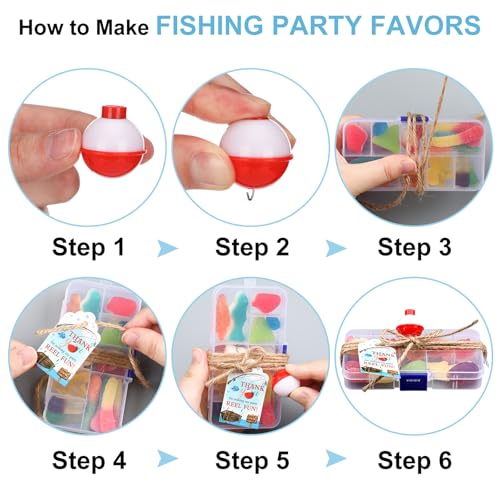 48 Fishing Party Favors Tackle Boxes with Thank You Cards