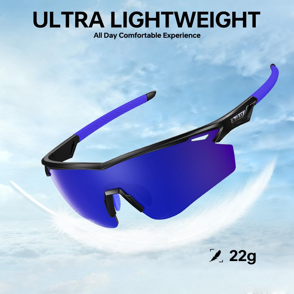 Polarized Running Sunglasses for Men Women Ultra (Elegant Black Blue)