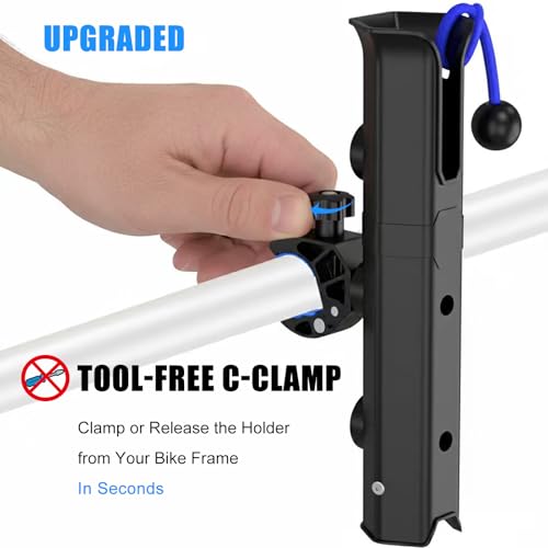 Clamp On Fishing Rod Holder for Bike Bicycle Ebike Scooter Golf Cart (Black)