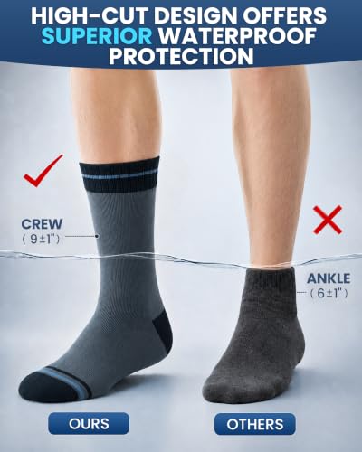 Waterproof Socks for Men (Large / Gray/Black)