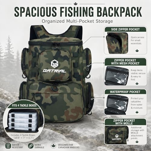 Fishing Tackle Backpack with 4 Tackle Boxes