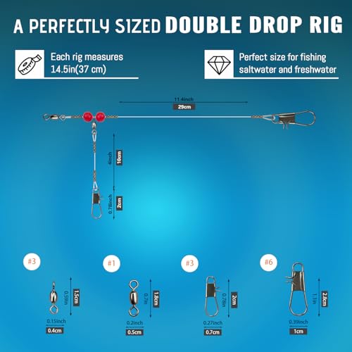 Double Drop Saltwater Fishing Rig (Single Drop Rig-36Pack-Clear / Mono)