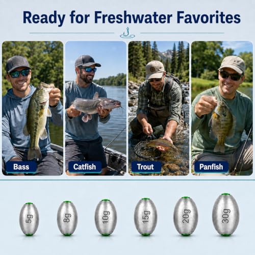 Egg Sinkers Kit Fishing Weights Slip Sinkers for Catfish Bottom Fishing