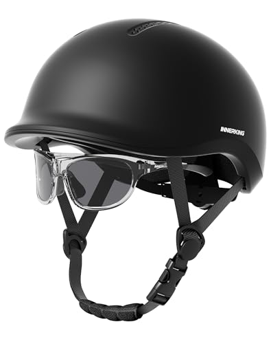 Adjustable Adult Bike Helmet and Sunglasses Set for Women and Men (Matte Black / Medium)