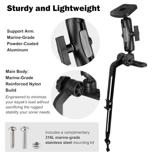 Long Arm Kayak Fish Finder Mount with Transducer Arm (Long Arm(5.9 in))