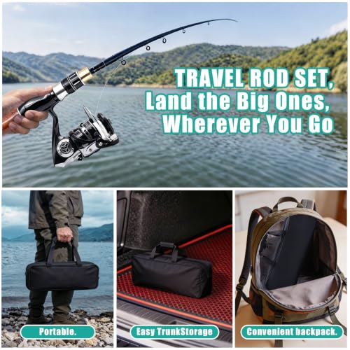 Fishing Rod and Reel Combo Kit (WOOD / 5.9FT/1.8M)