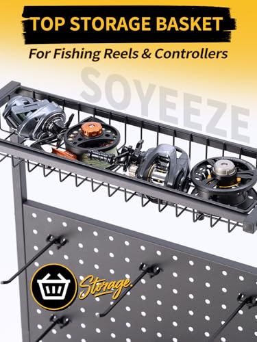 Fishing Rod Holders for Garage (Black / Standard with wheels)