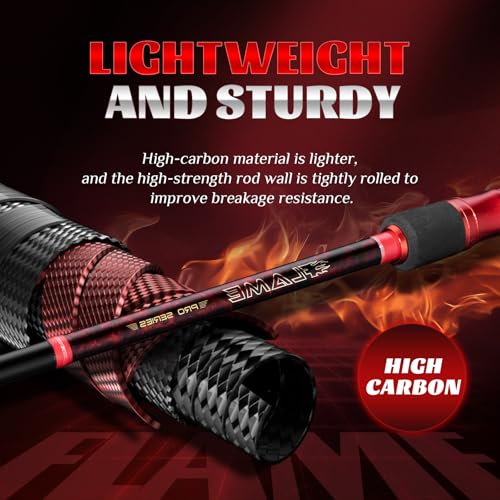 Flame One Piece Lure Fishing Rod 7ft Baitcasting Spinning Fishing Rod Lightweight Overhead Rod (FMS701MF-7ft spinning)