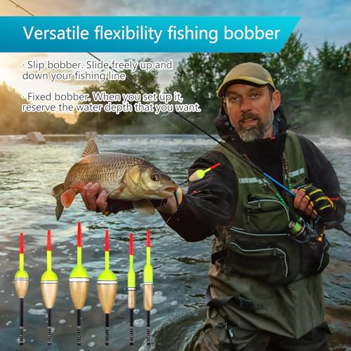 12 Pcs Fishing Float Slip Bobber Wood