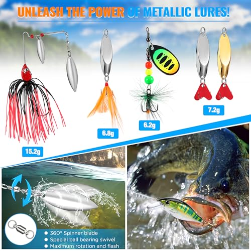 Fishing Lures Tackle Box Gifts for Men (68pcs Fishing Accessories Kit)