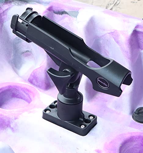 New Upgrade 360 Degrees MiniPort Fishing Rod Holder with Mini Rod Holder (Rectangle Base and Fishing Rod Socket)