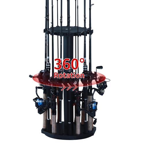360 Degree Rotating Wood Fishing Rod Holder