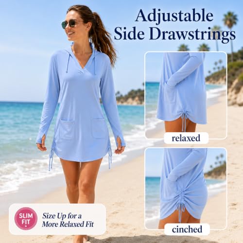 Women's UPF 50+ Dress with Hood (Sky / Medium)