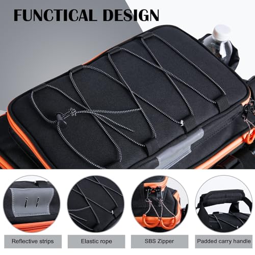 Fishing Tackle Bag with 4PCS 3600 Tackle Boxes (C2:Black Orange with 4 3600 Tackle Boxes / Large)
