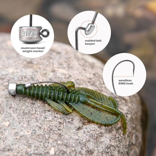 20Pack Weedless Ned Rig Jig Heads with Molded Bait Keeper for Bass Fishing