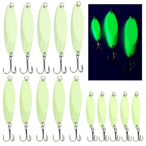 15 Pcs Glow in The Dark Fishing Lure with Treble Hook Jig 5g