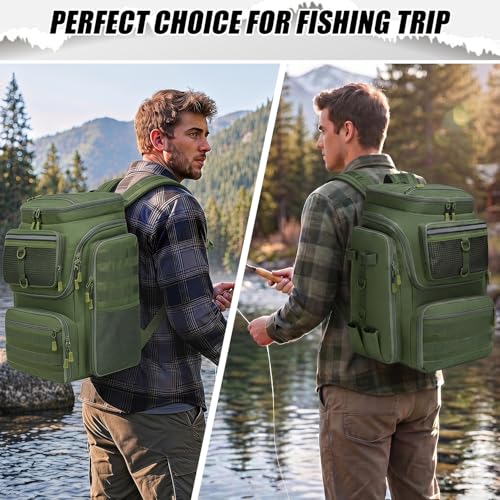 45L Fishing Backpack with Rod Holders & Built (Army Green)