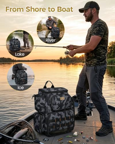 Pro Fishing Backpack with 4 Tackle Boxes