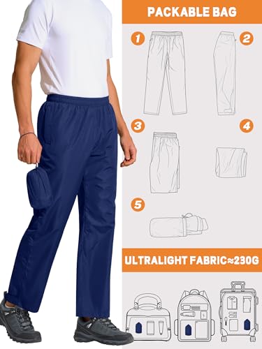 Mens Waterproof Pants Rain Over Pant (36W x 30L / Navy Blue)