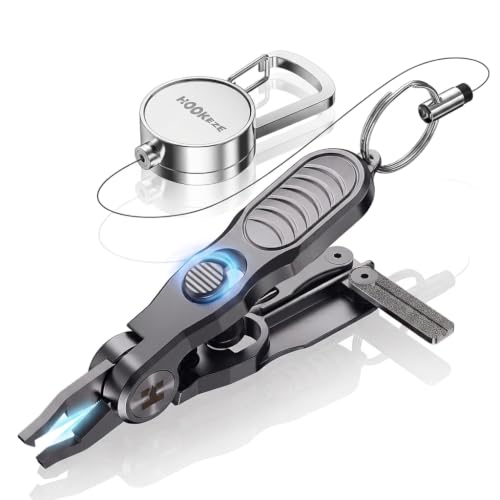 4-in-1 Fishing Line Cutter, Fly Fishing Nippers with Split Ring Opener and Knot Tying Tool Accessories, Stainless Steel Braided Line Scissors Clippers for Mono and Fluoro Lines-Black (Black / 4-in-1)