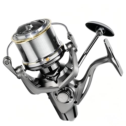 Heavy Duty Spinning Reel Metal Body with CNC Machined Spool 55LB Max Drag 6+1 BB Ultra Smooth 4.8 (SKM14000 / Large)