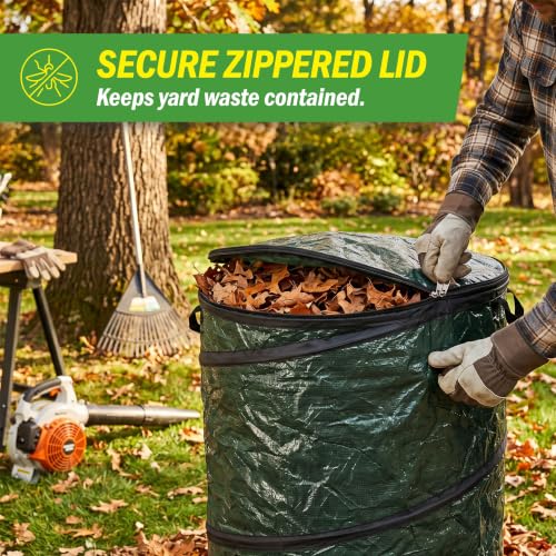 29.5 Gallon Pop up Outdoor Garbage Can Set (Green / 29.5-Gallon)