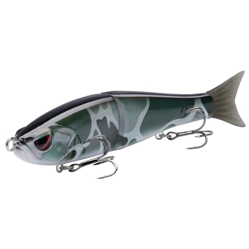 SwimShad Glide Baits Jointed Swimbait Bass Pike Salmon Trout Muskie Fishing Lure (Black Color Block Camo / 4.5in/0.65oz)