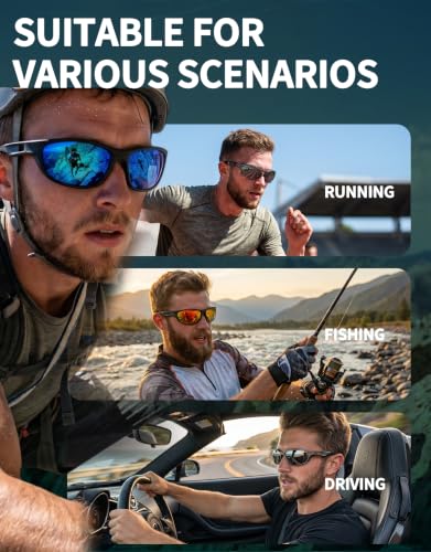 0.8 oz Polarized Sports Sunglasses for Men Women (Black Frame-blue Lens)