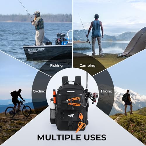 BaitSpace 50L Fishing Backpack with 4 Tackle Boxes