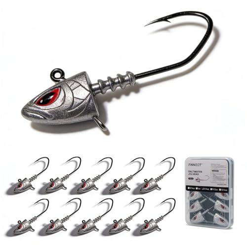 10Pcs Saltwater Jig Heads with 3D Red Eyes (1oz - 10Pcs)