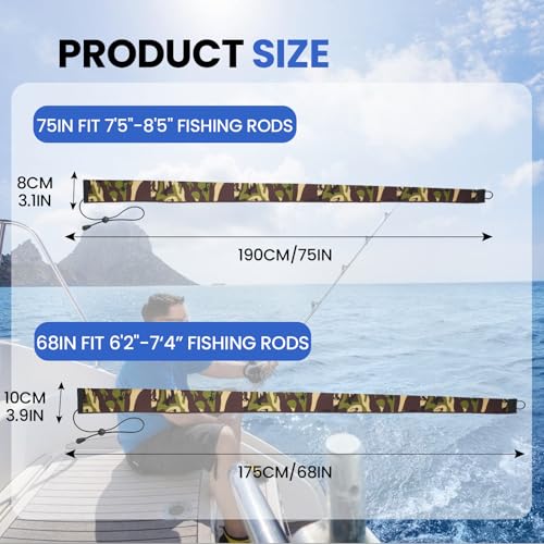 Neoprene Fishing Rod Sleeve Rod Socks for Casting (75" / Green camo)
