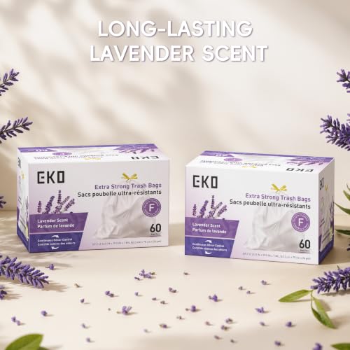 Ultra Strong Extra (60 Count (Pack of 1) / 13 Gallon Bags/Code F (Lavender))