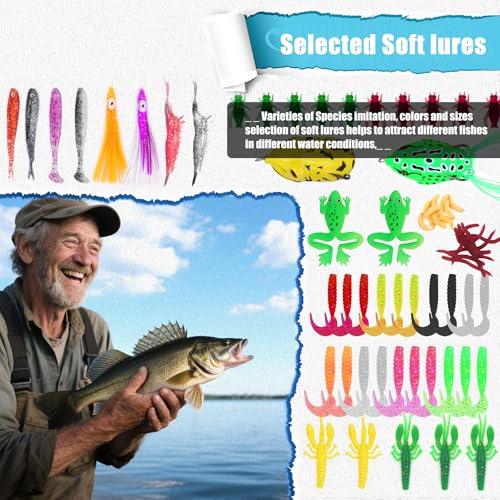Soft Silicone Fishing Baits Kit (128 pcs)