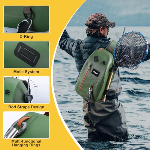 Waterproof Fly Fishing Sling Pack (A1:13L Green)