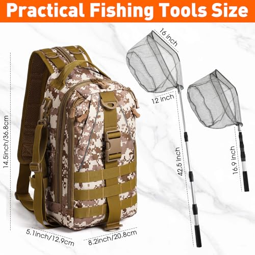 256 Pcs Fishing Backpack with Tackle Box Gears (Desert Camouflage)