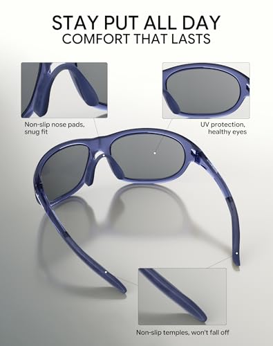 Adjustable Adult Bike Helmet and Sunglasses Set for Women and Men (Matte Navy Blue / Medium)