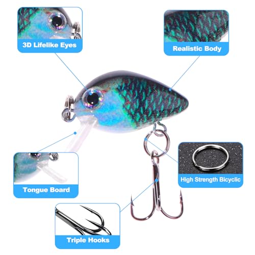 10PCS Micro Crankbait Fishing Lures Work Well (E1(1.1in 0.07oz))
