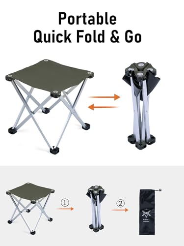 Compact Camping Folding Stool Aluminum Alloy Portable Stool (Green)