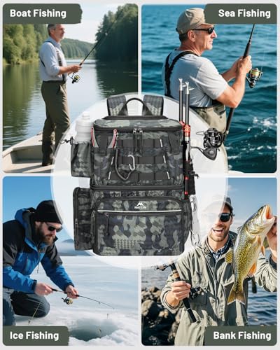 Cooler Fishing Backpack with 4 Tackle Boxes (Camouflage)