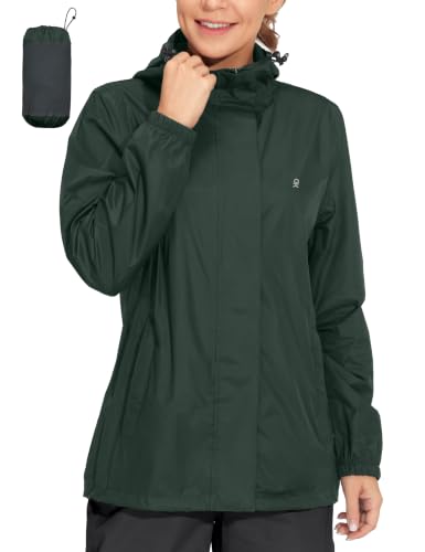 Women's Packable Waterproof Hooded Rain Jacket