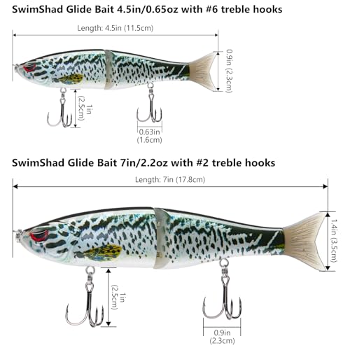 SwimShad Glide Baits Jointed Swimbait Bass Pike Salmon Trout Muskie Fishing Lure (Blue Mackerel / 7in/2.2oz)