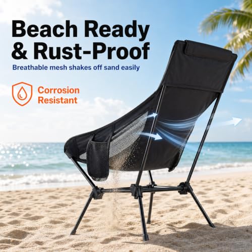 High Pack Folding Lightweight Camping Chair with Carry Bag (High Back)