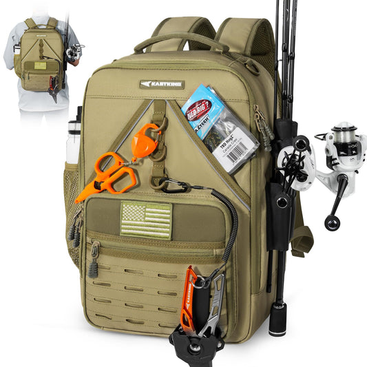 KastMate Fishing Backpack With 2 Rod Holders (C: Khaki)