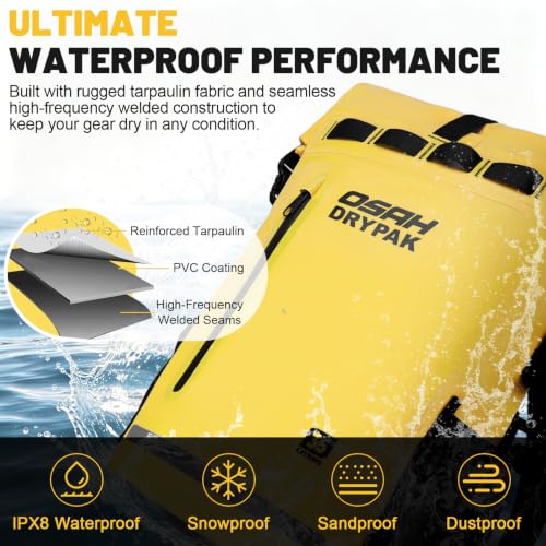 Waterproof Dry Bag Backpack 25L (Yellow / 25L)